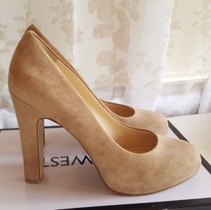 Suede Heels Beige Size 6 Nine West